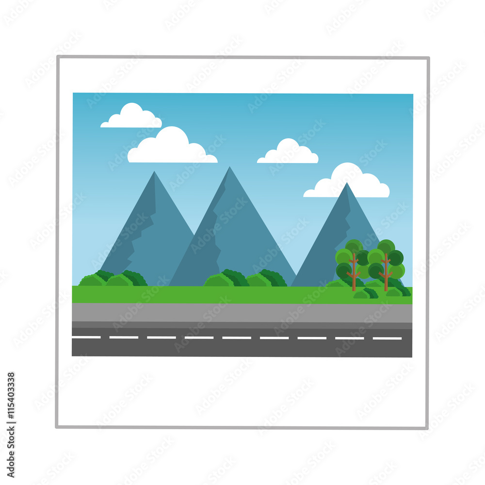 Fototapeta premium flat design landscape photograph icon vector illustration