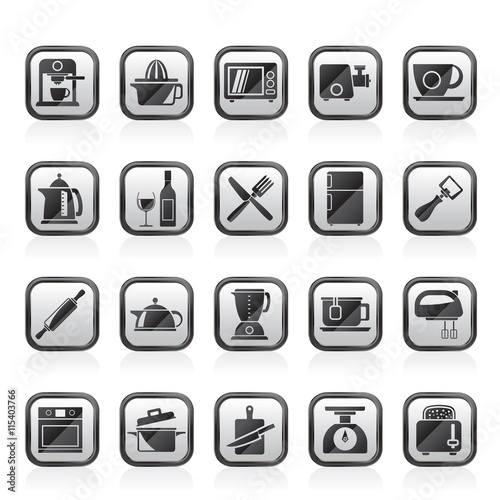 Kitchenware objects and equipment icons - vector icon set