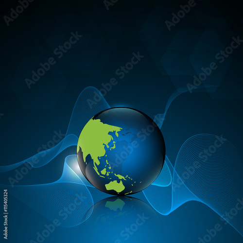 globe with world map internet networking design concept banner background photo