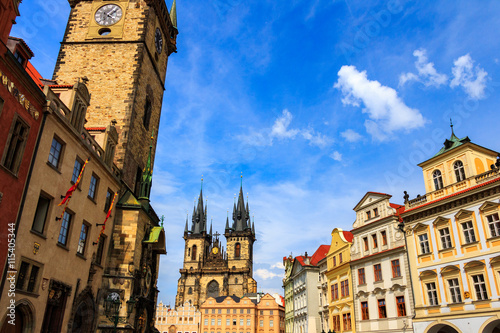 Prague, Old Town Hall (15th Century), Town Square and Church of our Lady Tyn (1365), Prague, Czech Republic © daliu
