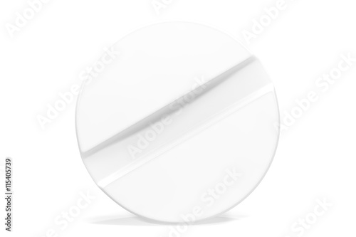 White close-up tablet isolated on white background. 3d illustration