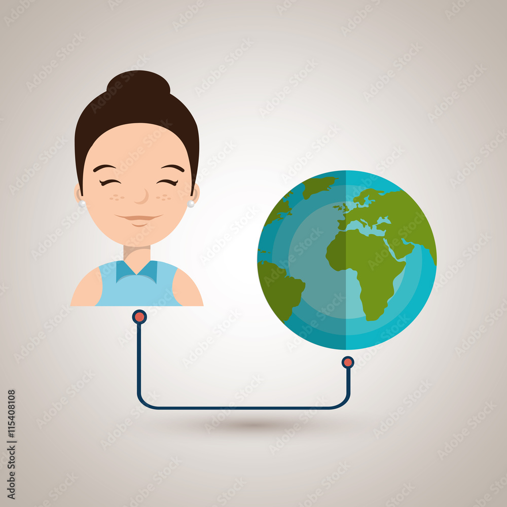 woman and planet isolated icon design, vector illustration graphic woman and planet isolated icon design, vector illustration graphic