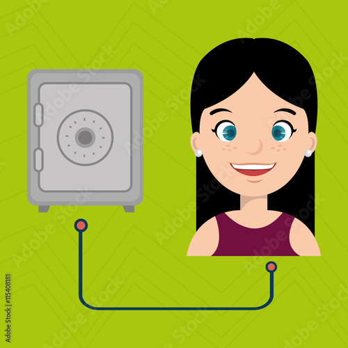 woman with safe box isolated icon design, vector illustration  graphic 