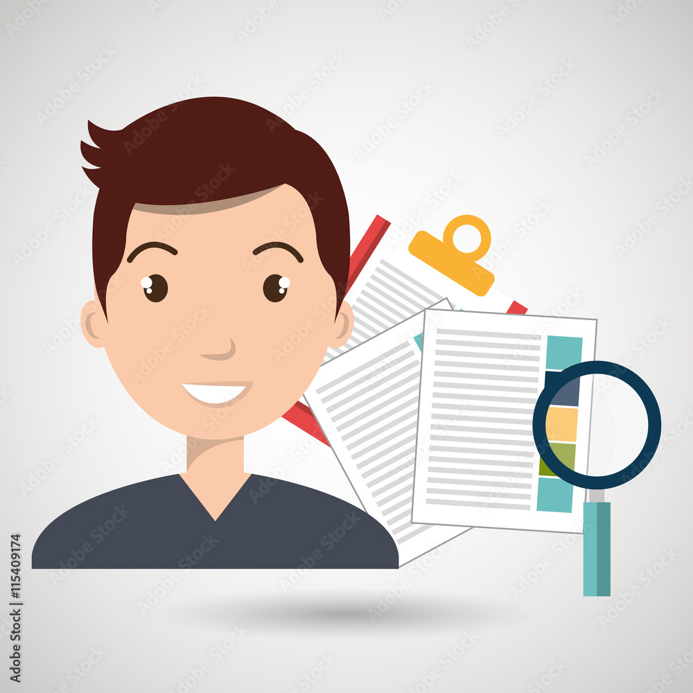 man and papers isolated icon design, vector illustration graphic man and papers isolated icon design, vector illustration graphic