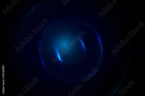 Abstract Background/Texture: Blue Abstract Space Explosion with sphere shapes and particles
