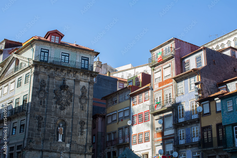 View of the houses in the historic centre of Porto, Portugal.