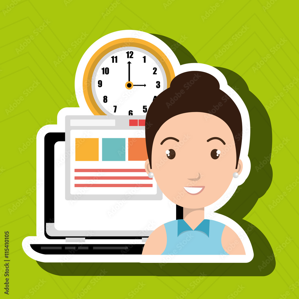 woman and computer isolated icon design, vector illustration graphic woman and computer isolated icon design, vector illustration graphic