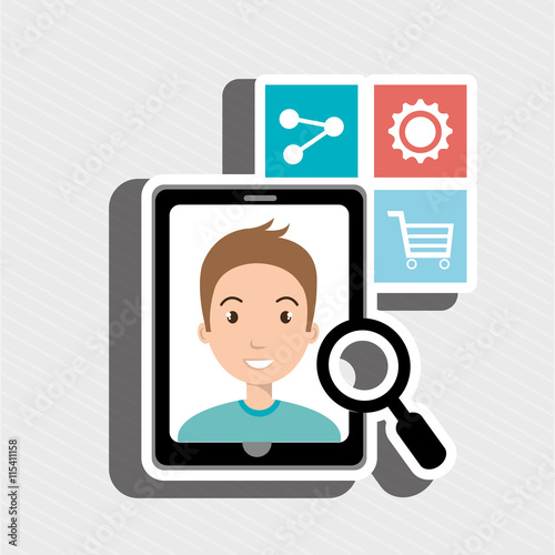 smarthphone and people isolated icon design, vector illustration graphic 