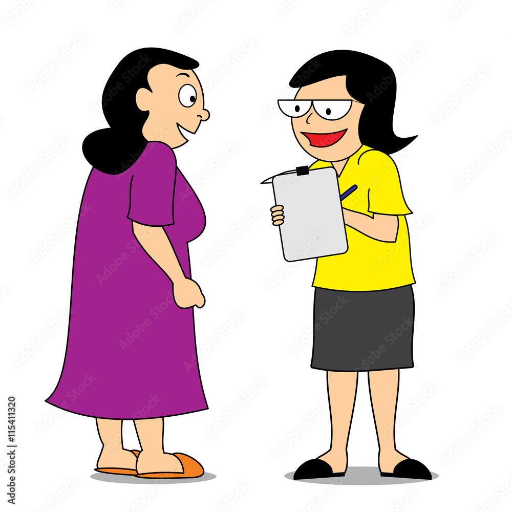 Social worker conducting survey among residents Social worker conducting survey among residents