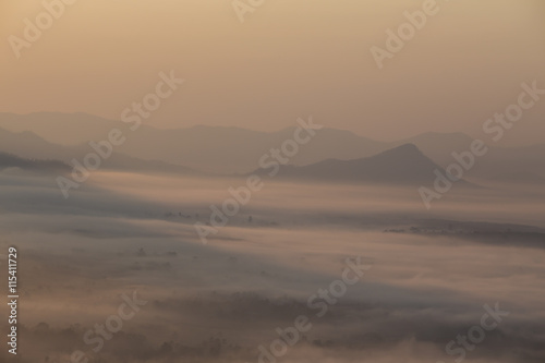fog and cloud mountain valley sunrise landscape