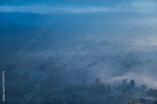 fog and cloud mountain valley sunrise landscape