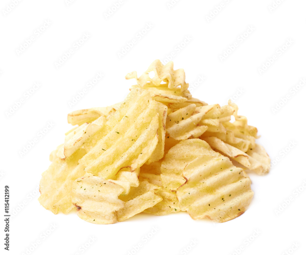 Pile of multiple potato chips isolated Pile of multiple potato chips isolated