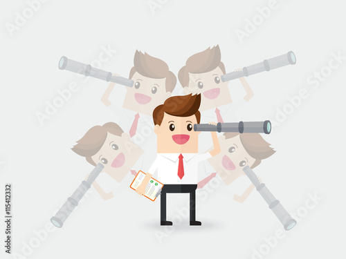 ability is nothing without opportunity. businessman using telescope finding opportunities. headhunter looking through binoculars searching for great employee