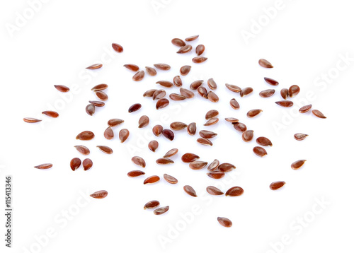 Flax seeds heap isolated on white background