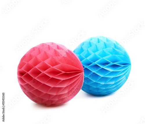 Honeycomb pom-pom balls decoration isolated