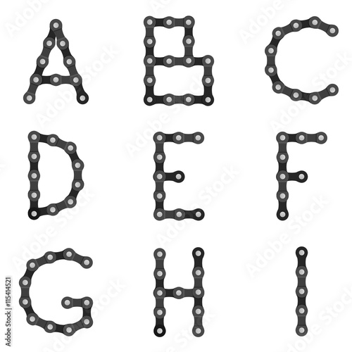 Bike chain alphabet A to I