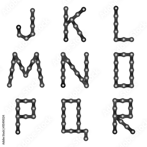 Bike chain alphabet J to R