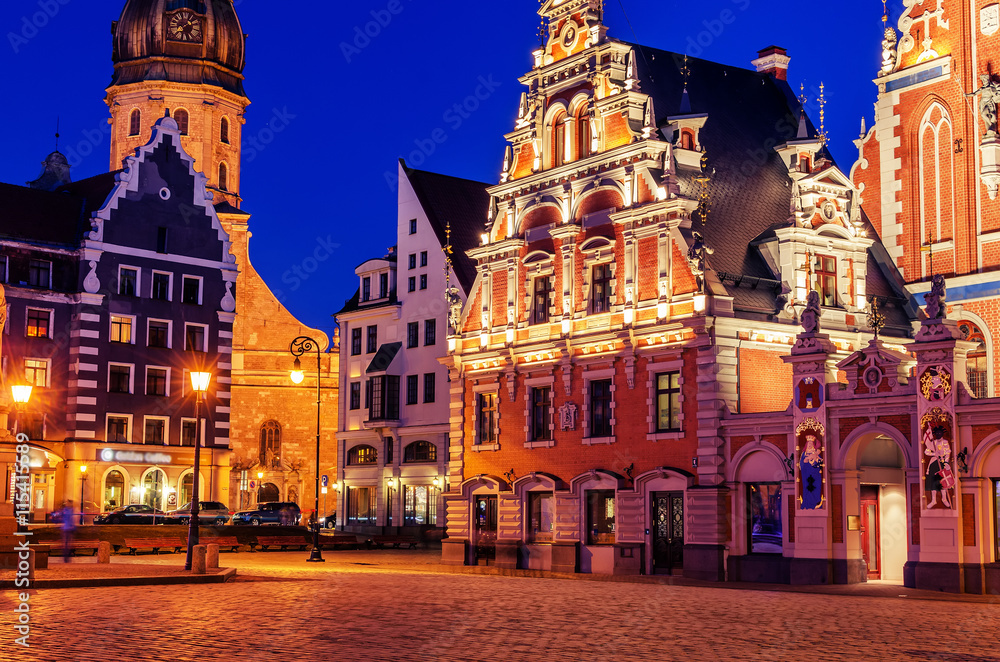 Riga, Latvia: Old Town at night