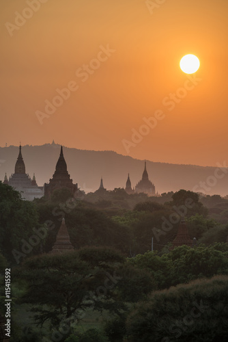 Bagan land of pagoda with the sunset, Myanmar.