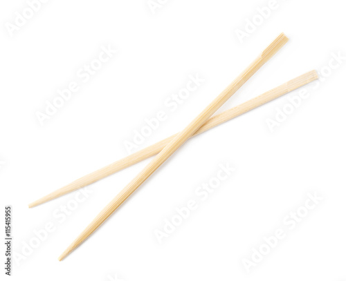Wooden sushi chopsticks isolated