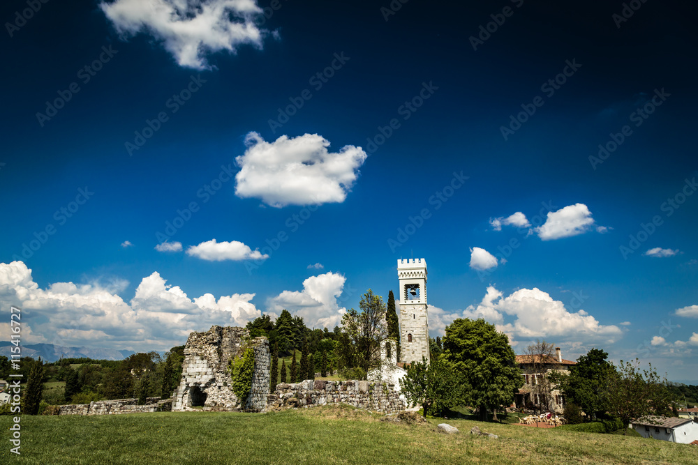 ancient and ruined castle in the italian countryside