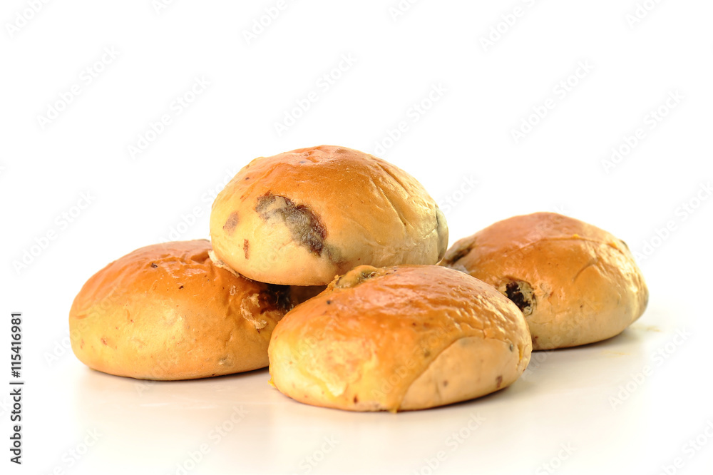 raisin bread isolated on white background