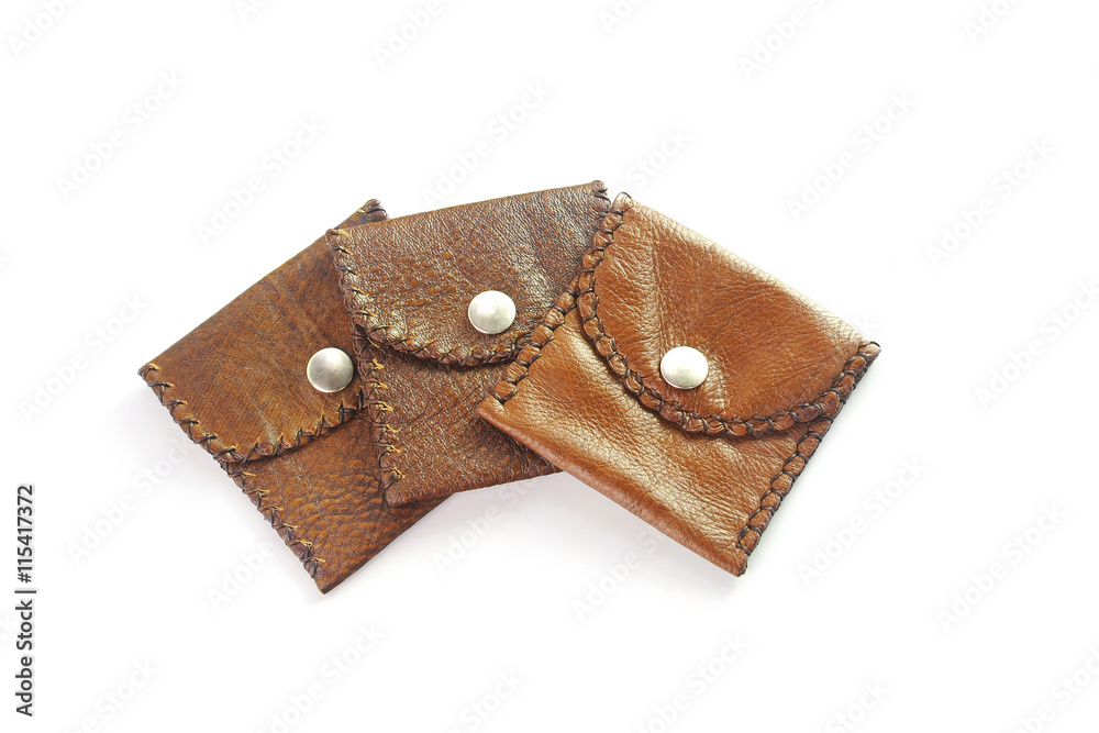 Coin purse made of leather isolated on white background Coin purse made of leather isolated on white background