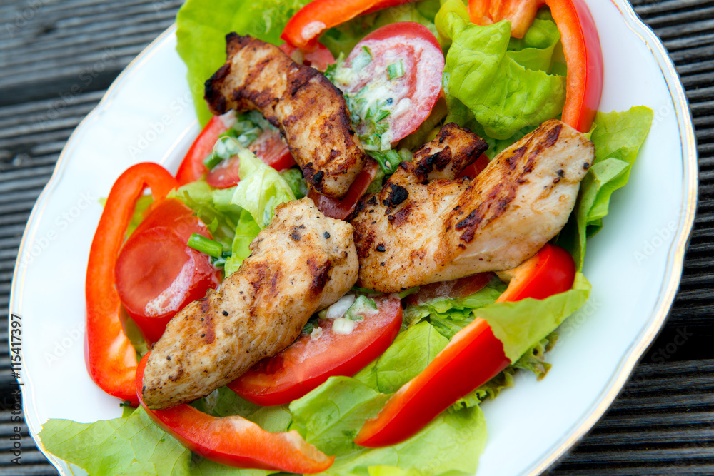 fresh salad with chicken filet