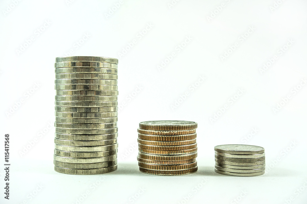 Stack of coins isolated on white background Stack of coins isolated on white background