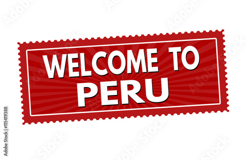 Welcome to Peru sticker or stamp