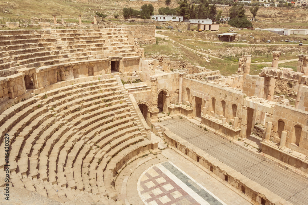 Roman theatre in the Roman city of Jerash, Jordan.