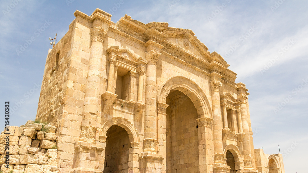 Main gate Hadrian's Arch in Jerash (Jordan)