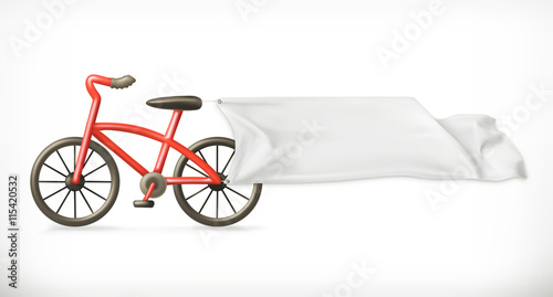 Bike and white banner, vector graphic element