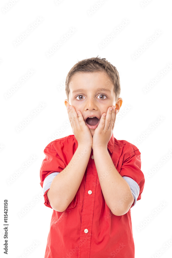 Closeup portrait of a surprised little boy Closeup portrait of a surprised little boy