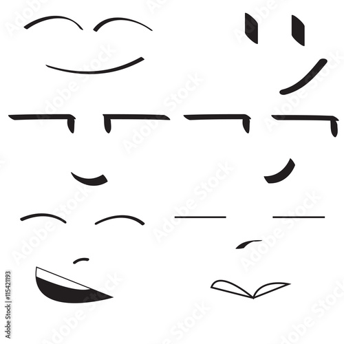 a wide variety of shapes of facial expression doodle
