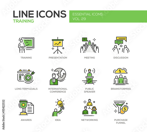 Business Training - line design icons set