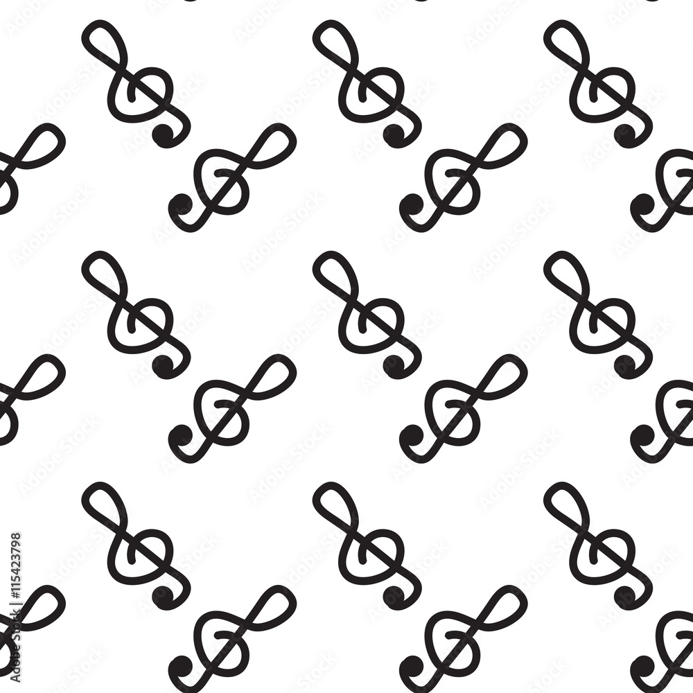 Treble clef seamless pattern monochrome