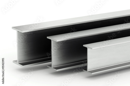 Steel I-beam. Flange beam on white background