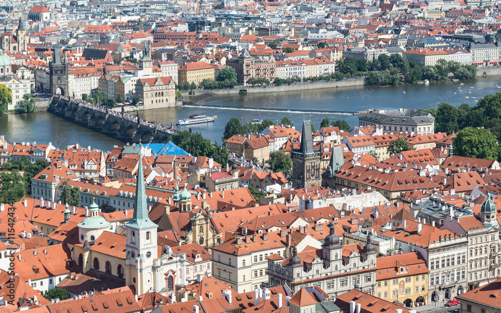 Fototapeta premium cityscape view of Prague in sunny day