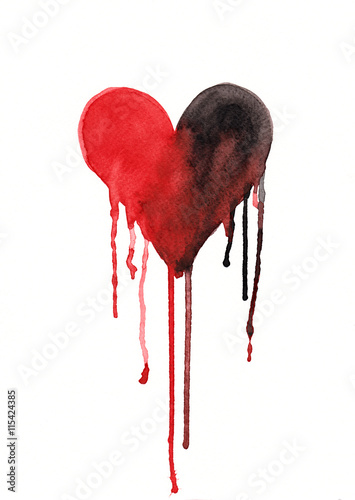 Melting or crying heart watercolor painting