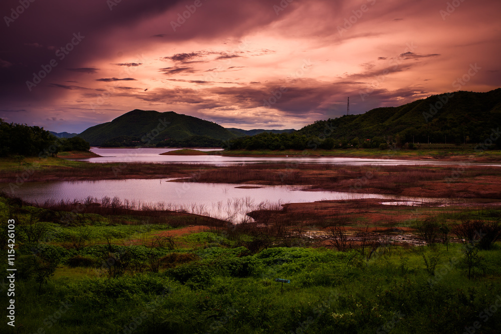 sunset at river