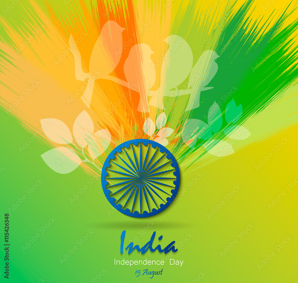Creative Indian Independence Day background with Ashoka Wheel on national  flag tricolors background. Stock Vector | Adobe Stock