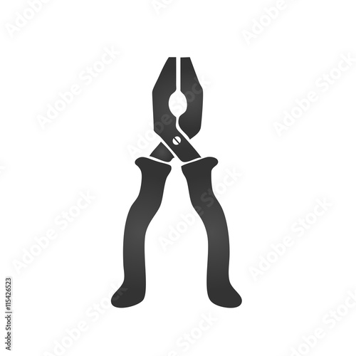 Pliers icon. Simple flat logo of pliers on white background. Vector illustration.