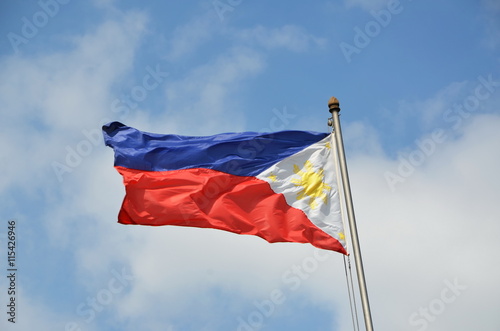 National flag of Philippines on the sky background 