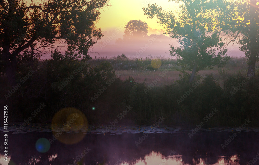 Fototapeta premium Fog on the river