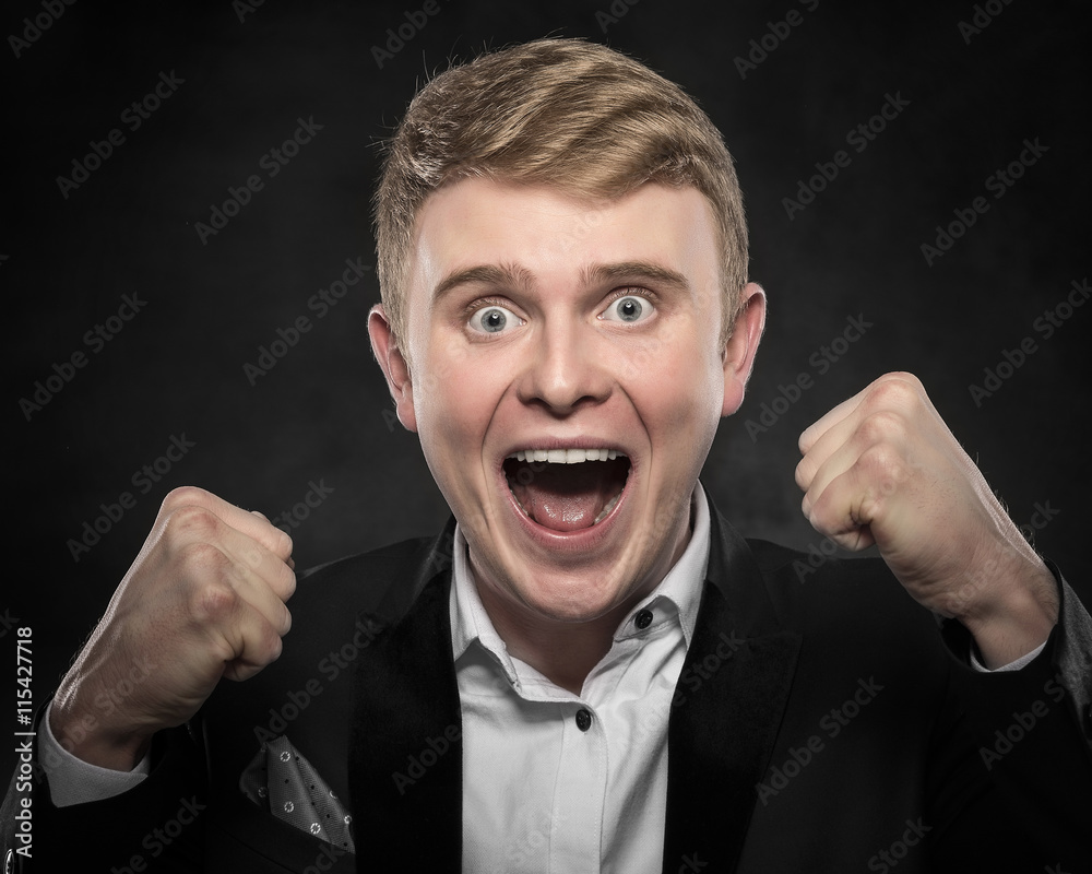 Young man rejoicing. Young man rejoicing.