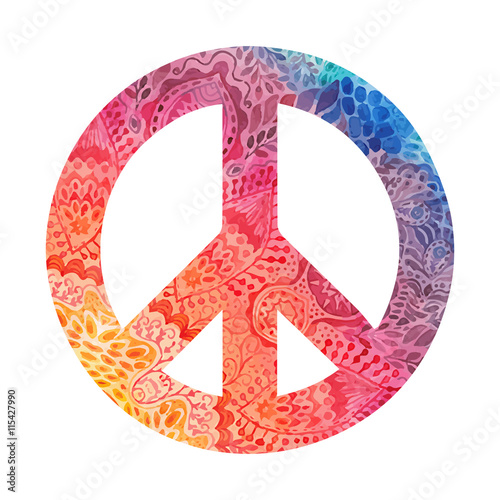 Watercolor peace symbol