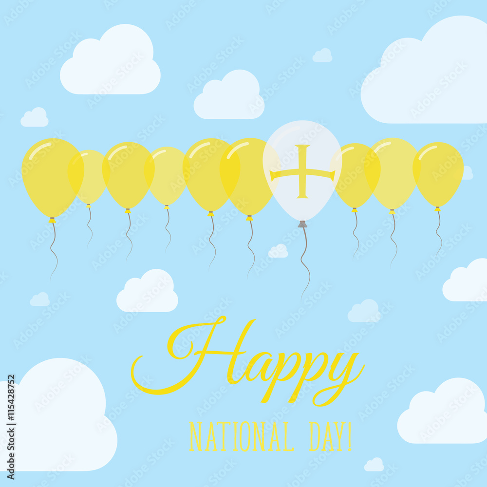 Guernsey National Day Flat Patriotic Poster. Row of Balloons in Colors of the Channel Islander