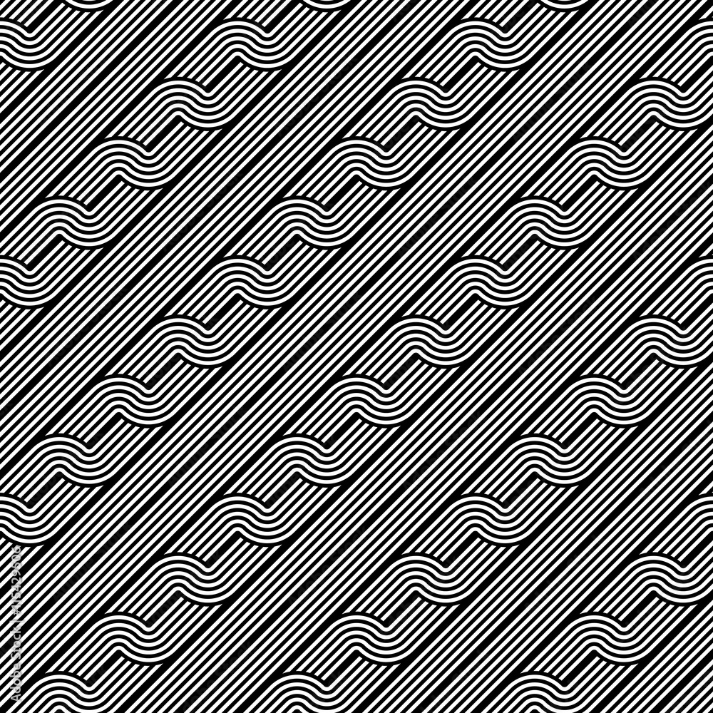 Design seamless monochrome waving pattern Design seamless monochrome waving pattern