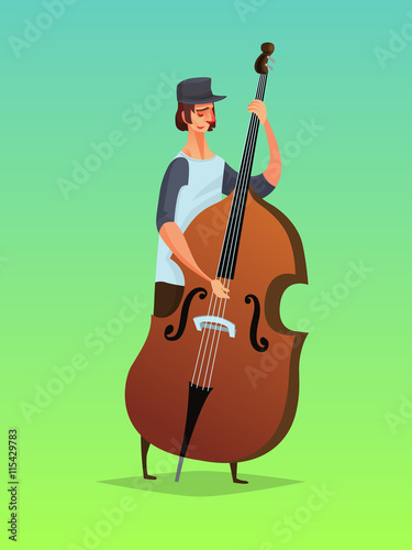 Double bass player, Vector illustration.